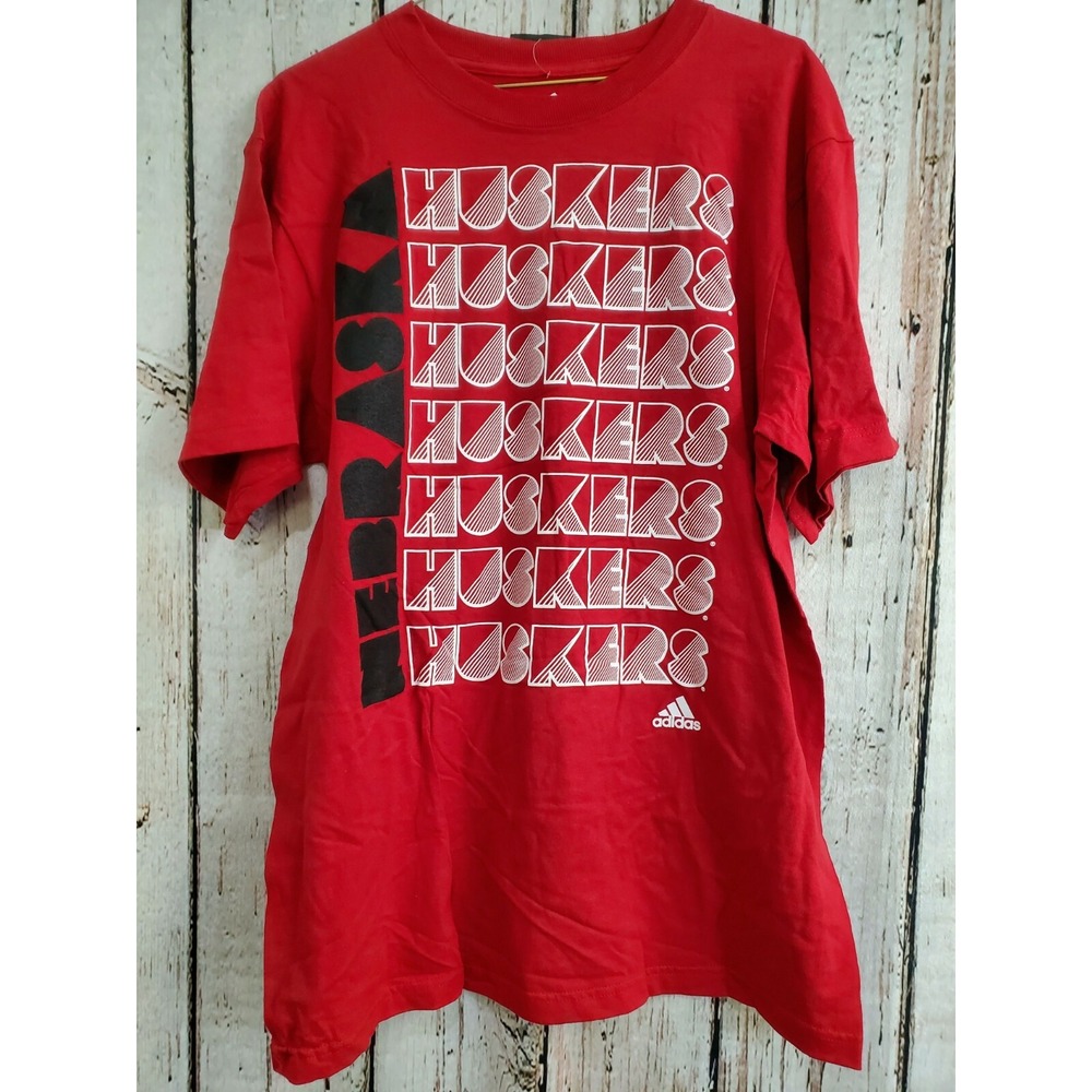 Adidas Men's Large Nebraska Cornhuskers Short Sleeve Cotton T‑Shirt Tee Shirt NW